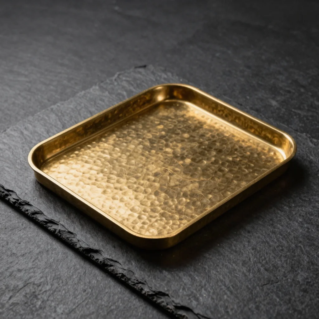 Hammered Brass Rectangular Tray