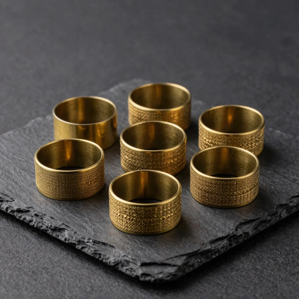 Textured Brass Napkin Rings