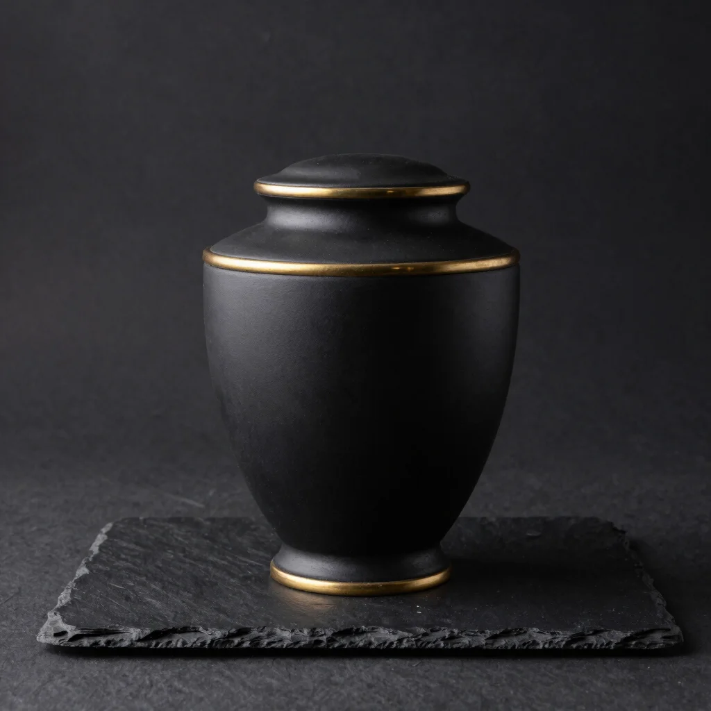 Hand-Cast Midnight Cremation Urn